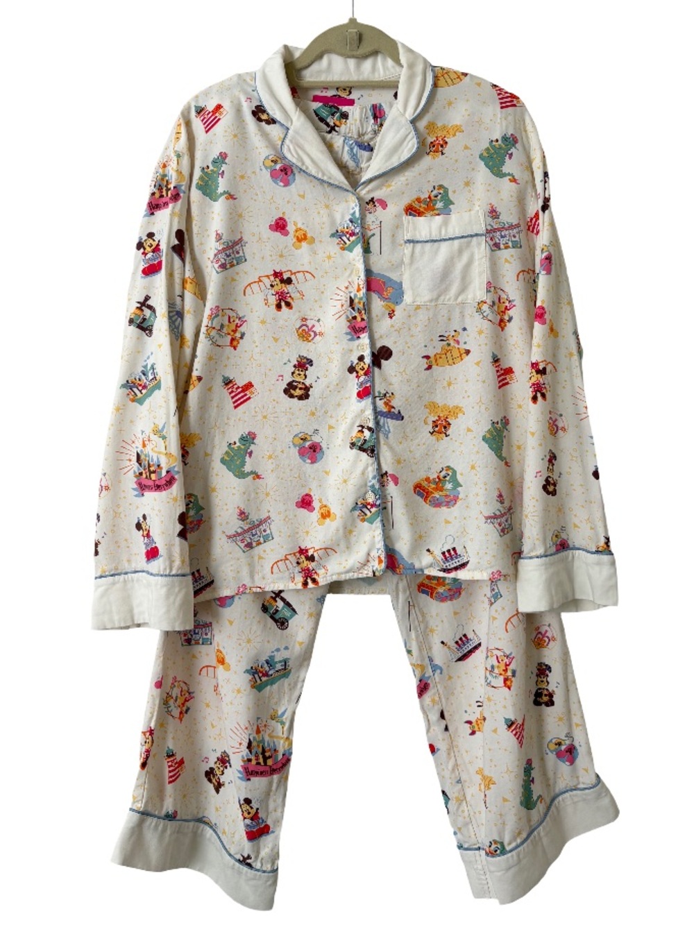 Tokyo Disney Resort Collared Long Sleeve Pants Pajamas Size Large